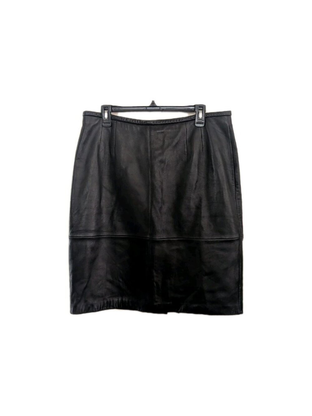 August Max Black Leather Skirt 90s Vintage Paneled Pencil Skirt Mob Wife 12W